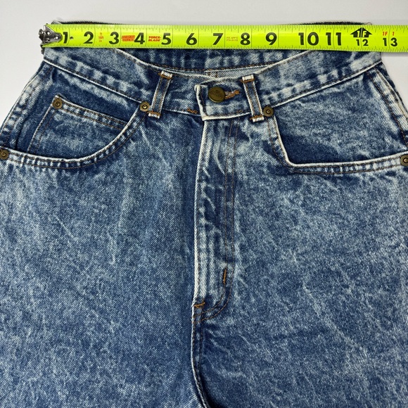 Vintage Chic Acid Wash Mom Jeans High Waisted Tapered Denim Women 8 - Picture 4 of 9